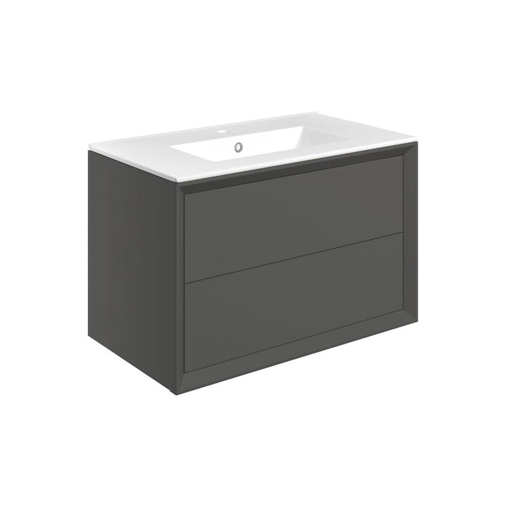 Ember 810mm Wall Hung 2 Drawer Basin Unit & 1TH Thin Edge Basin - Matt Clay