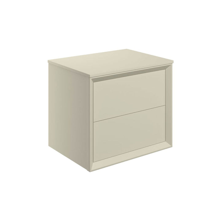 Ember 610mm Wall Hung 2 Drawer Basin Unit & Top - Matt Cotton