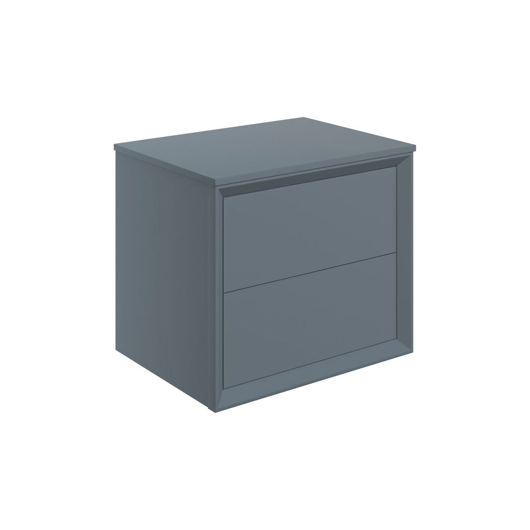 Ember 610mm Wall Hung 2 Drawer Basin Unit & Top - Matt Storm Blue