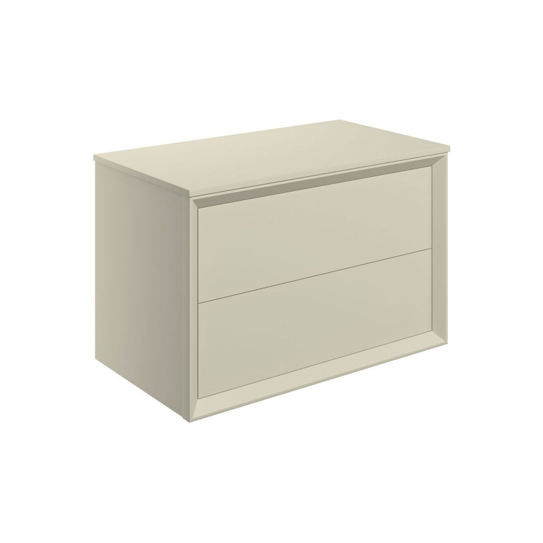 Ember 810mm Wall Hung 2 Drawer Basin Unit & Top - Matt Cotton