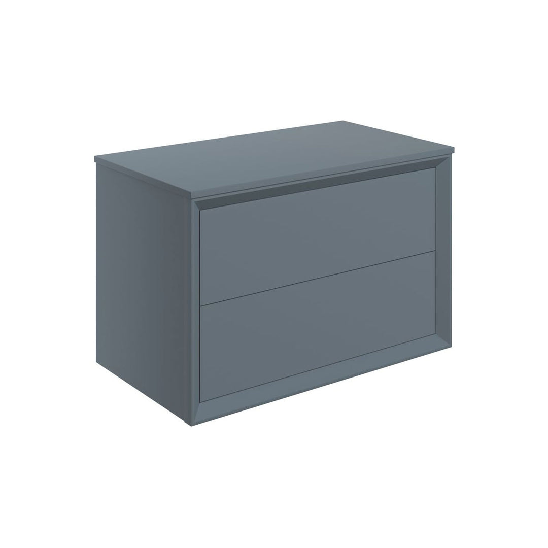 Ember 810mm Wall Hung 2 Drawer Basin Unit & Top - Matt Storm Blue