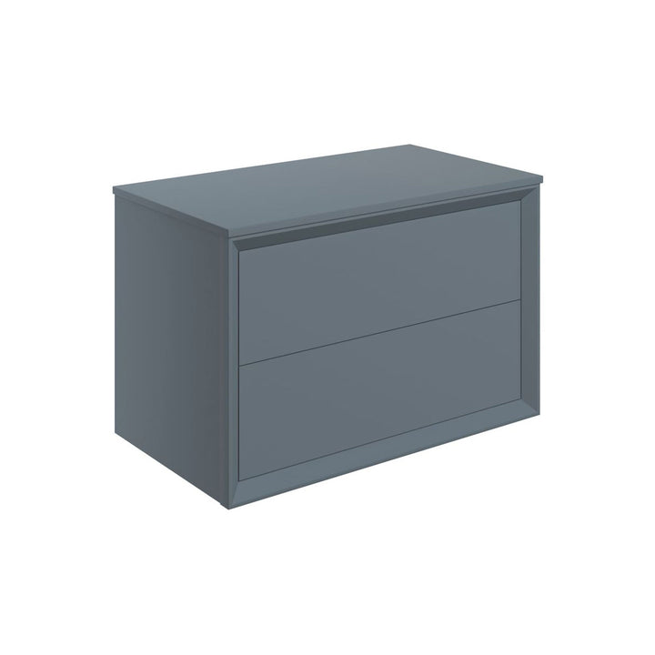 Ember 810mm Wall Hung 2 Drawer Basin Unit & Top - Matt Storm Blue