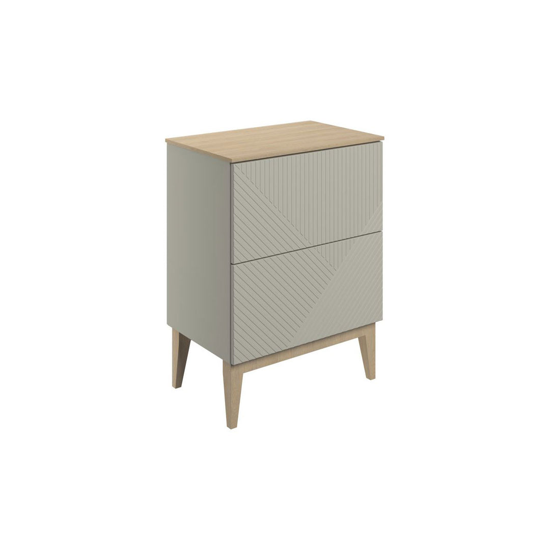Lines 610mm Floor Standing 2 Drawer Basin Unit & Maple Oak Effect Worktop - Matt Oat