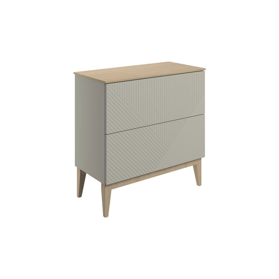 Lines 810mm Floor Standing 2 Drawer Basin Unit & Maple Oak Effect Worktop - Matt Oat
