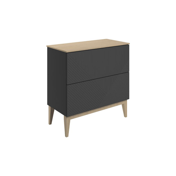 Lines 810mm Floor Standing 2 Drawer Basin Unit & Maple Oak Effect Worktop - Matt Graphite Grey