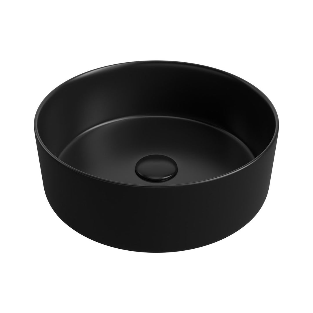 Aras 355mm Ceramic Round Washbowl & Waste - Matt Black