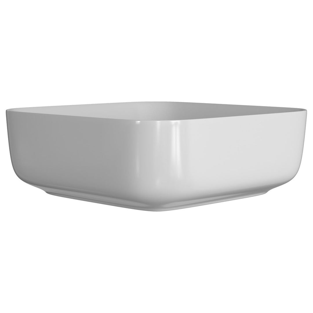 Aras 400mm Ceramic Square Washbowl & Waste - Matt White