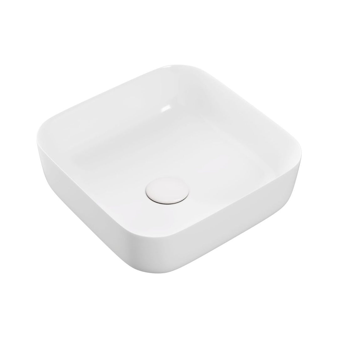 Aras 400mm Ceramic Square Washbowl & Waste - Matt White