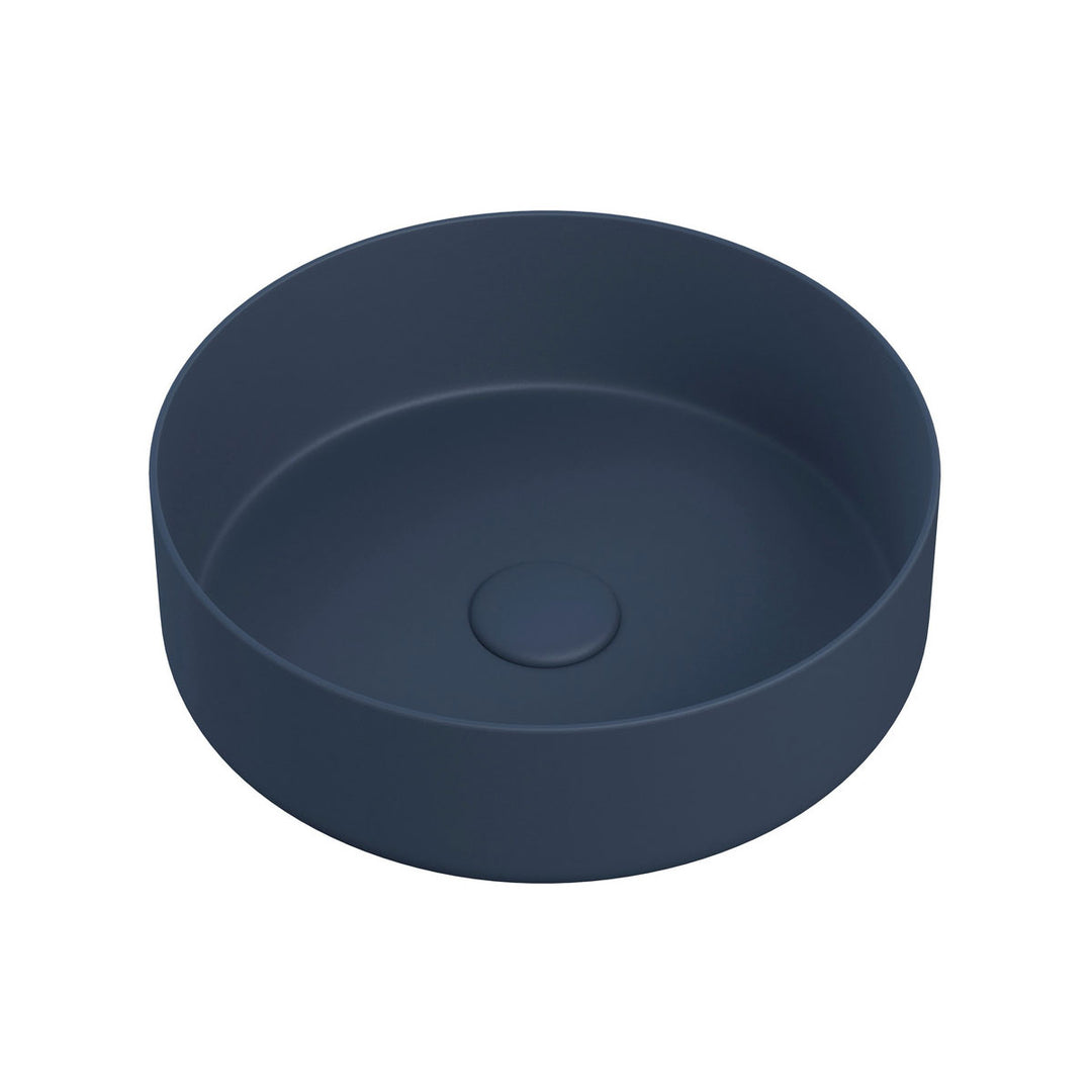 Aras 355mm Ceramic Round Washbowl & Waste - Matt Deep Blue