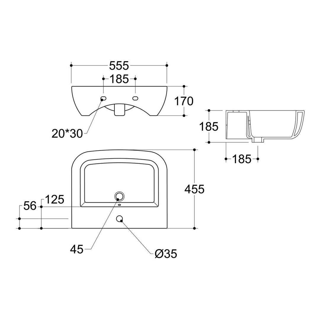 Series3 450x320mm 1TH Cloakroom Basin & Chrome Bottle Trap