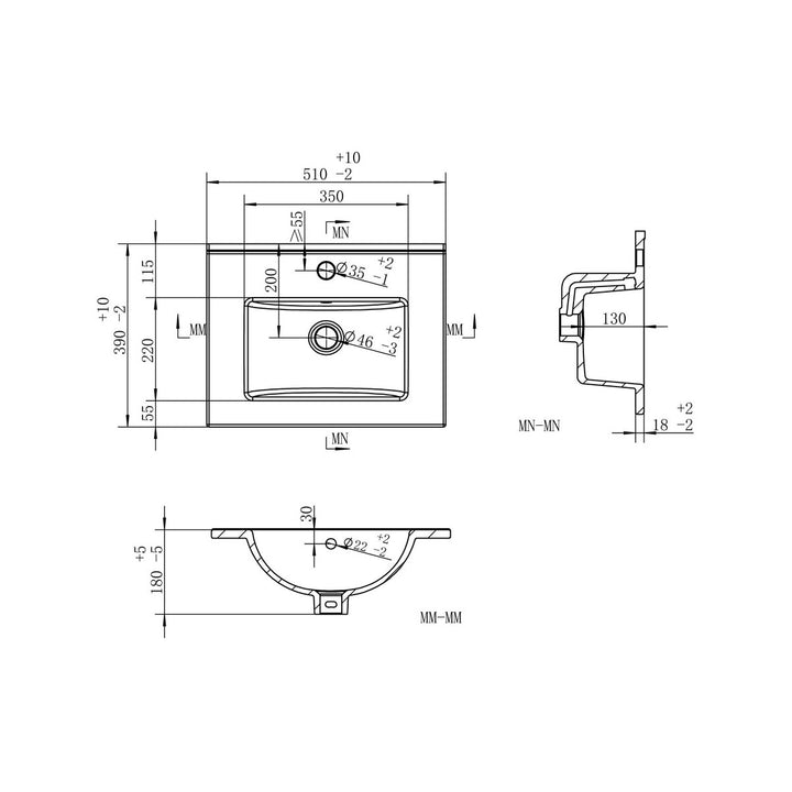 Block 510mm Wall Hung Unit Inc. Basin - Matt Light Grey