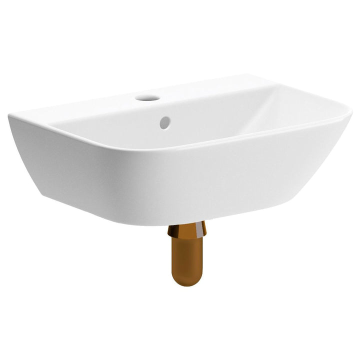 Series3 450x320mm 1TH Cloakroom Basin & Brushed Bronze Bottle Trap