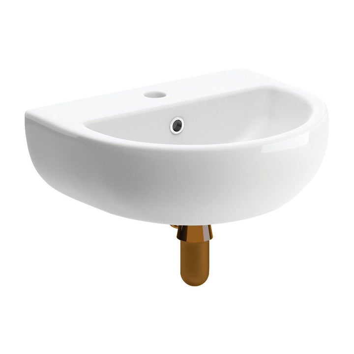 Series11 450x400mm 1TH Cloakroom Basin & Brushed Bronze Bottle Trap