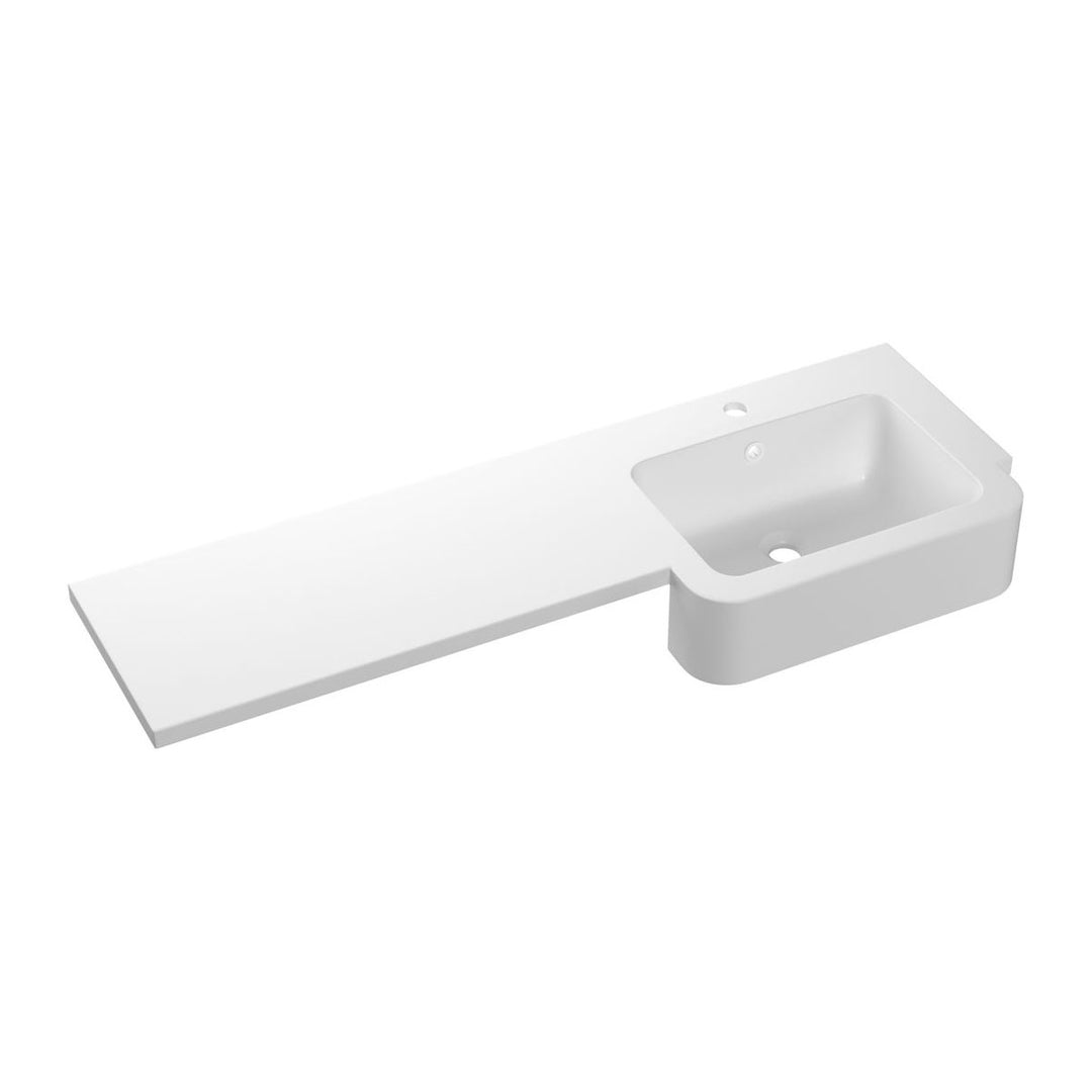 1242mm Standard Square One-Piece Basin & Overflow Ring - Left Hand