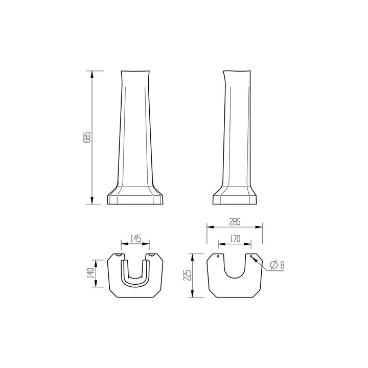 Series9 600x500mm 2TH Basin & Full Pedestal