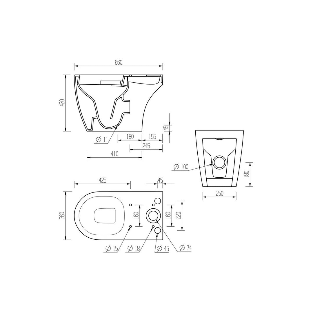 Series4 Rimless Close Coupled Open Back WC & Soft Close Seat