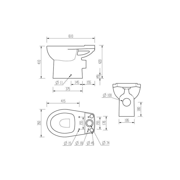 Series11 Close Coupled Open Back WC & Soft Close Seat
