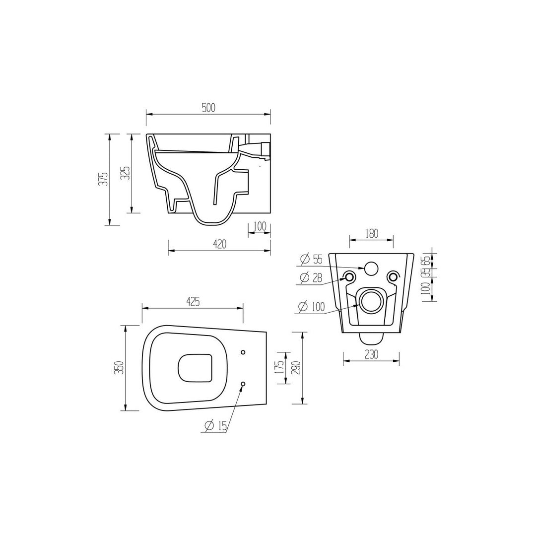Series6 Rimless Close Coupled Open Back Comfort Height WC & Soft Close Seat