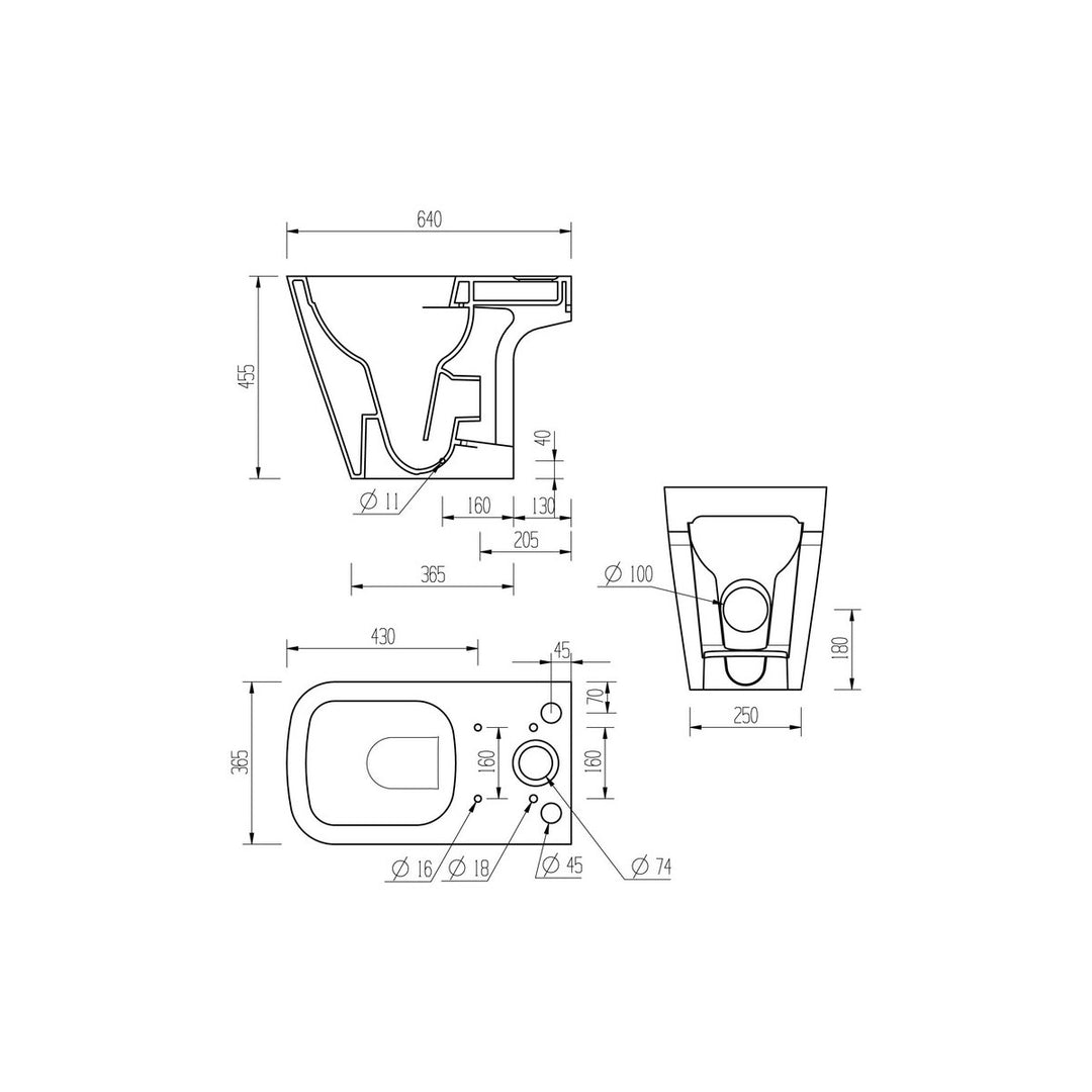 Series10 Rimless Close Coupled Open Back Comfort Height WC & Soft Close Seat