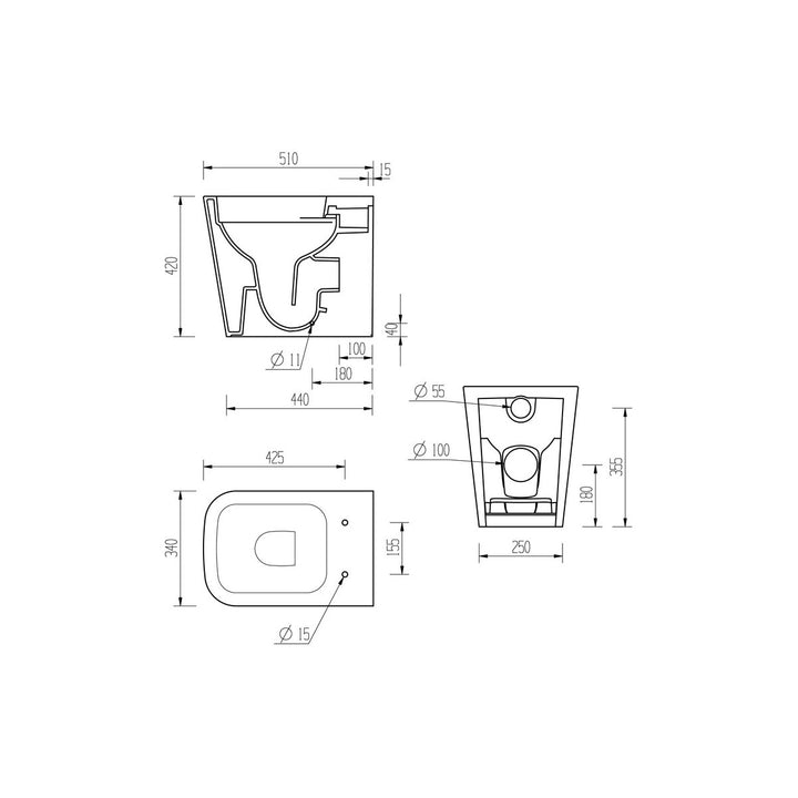 Series10 Rimless Back To Wall Short Projection WC & Soft Close Seat