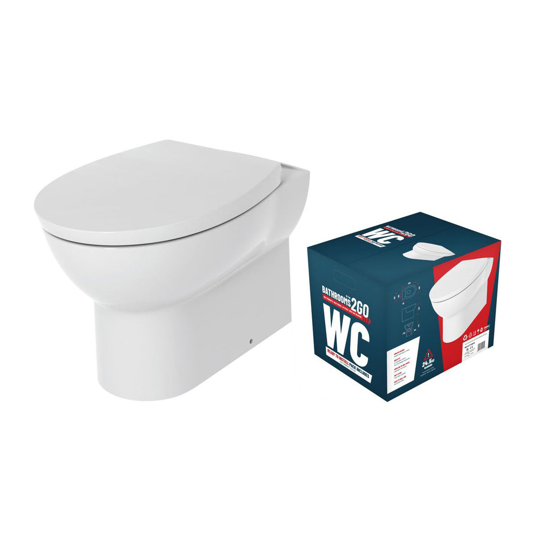 Rimless Back To Wall Toilet WC & Soft Close Seat