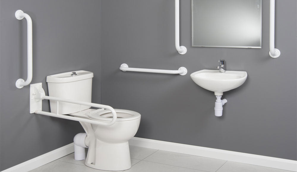 Doc M Pack Full Assisted Disabled Toilet, Basin and Rails