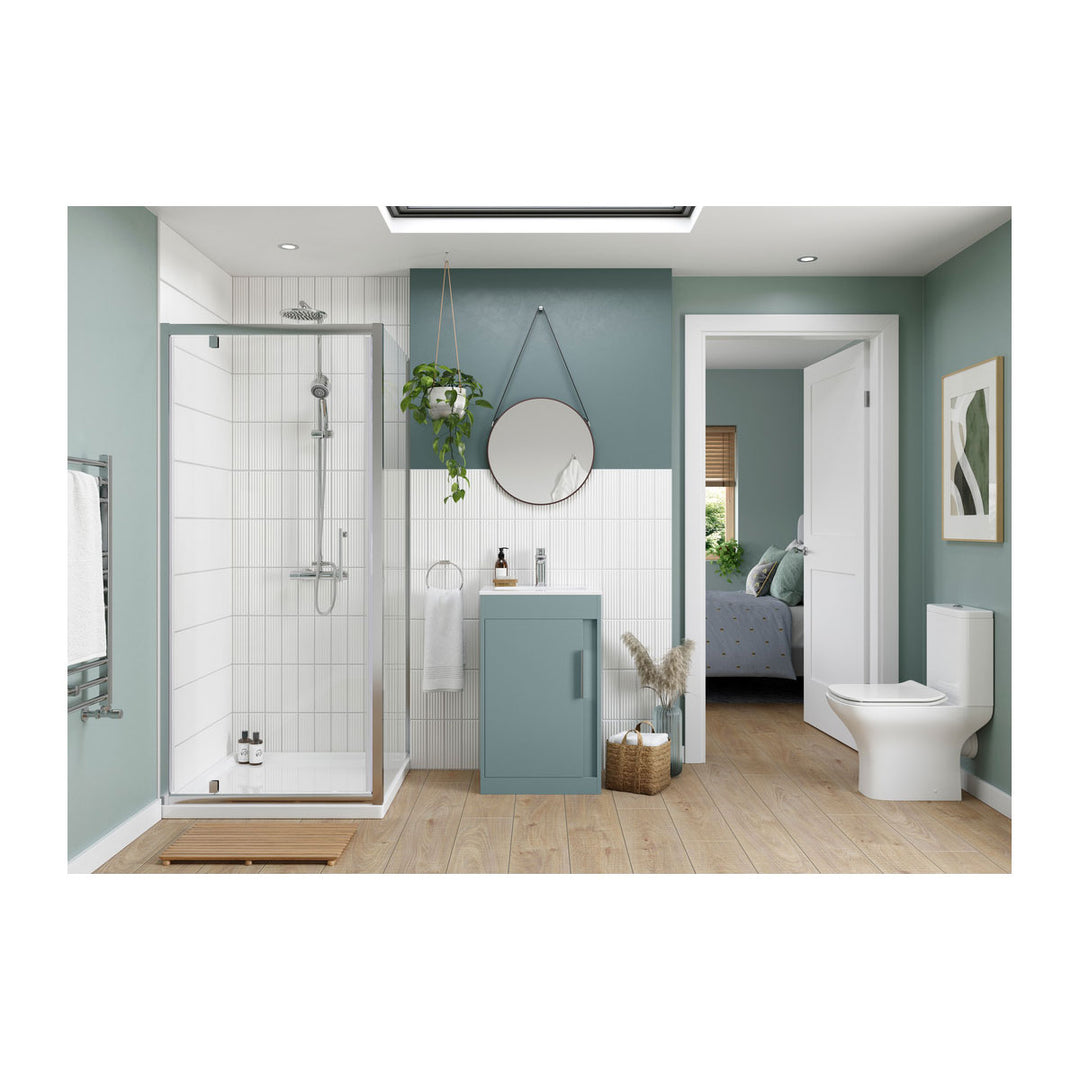 Block 510mm Floor Standing Unit Inc. Basin - Matt Sea Green