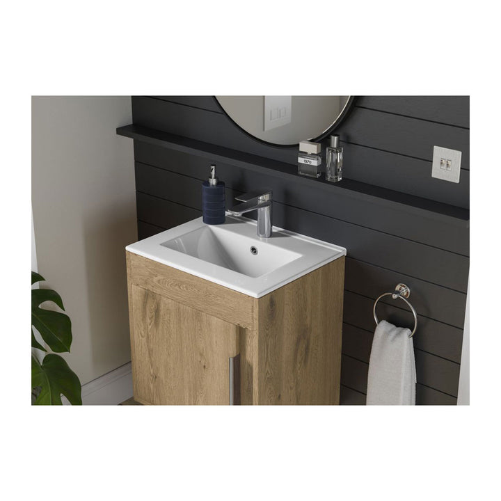 Block 510mm Wall Hung Unit Inc. Basin - Seville Oak