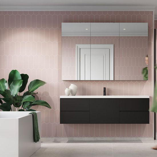 Fibo Urban - 2.4m x 0.6m Wall Panel - Dusky Pink (Elongated Hexagonal) - Single