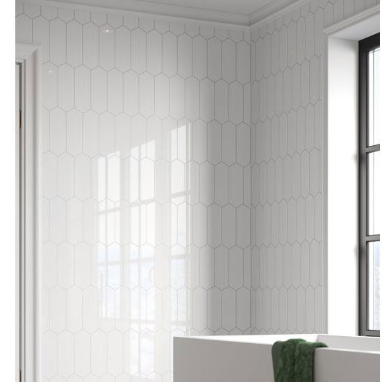 Fibo Urban - 2.4m x 0.6m Wall Panel - Denver White (Elongated Hexagonal) - Pack Of 2