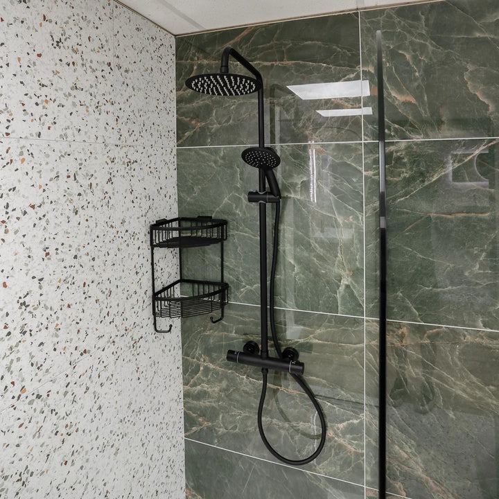 Voda Essentials Curve Plus Thermostatic Rain Shower - Black