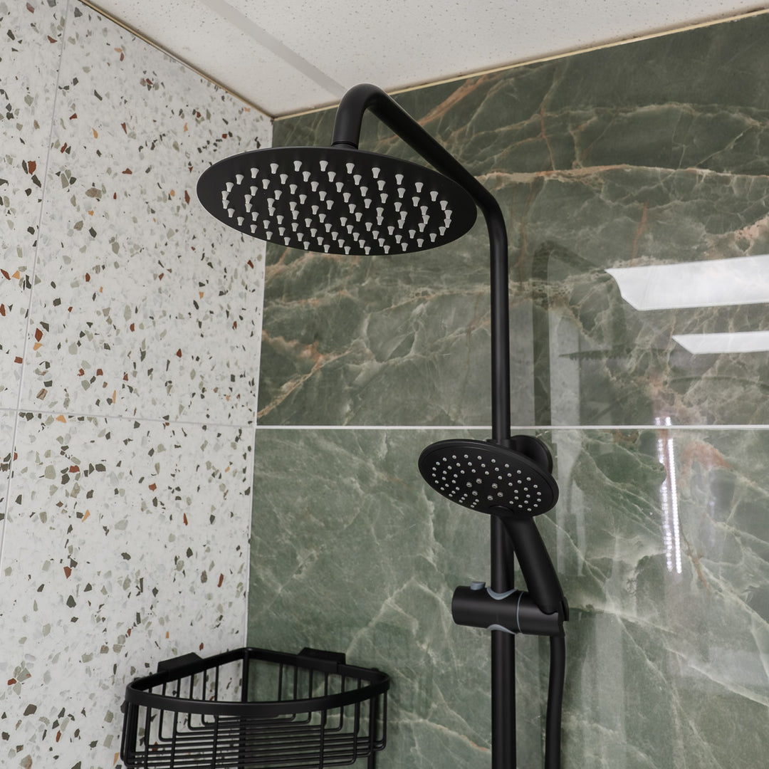 Black Thermostatic Shower Round With Diverter