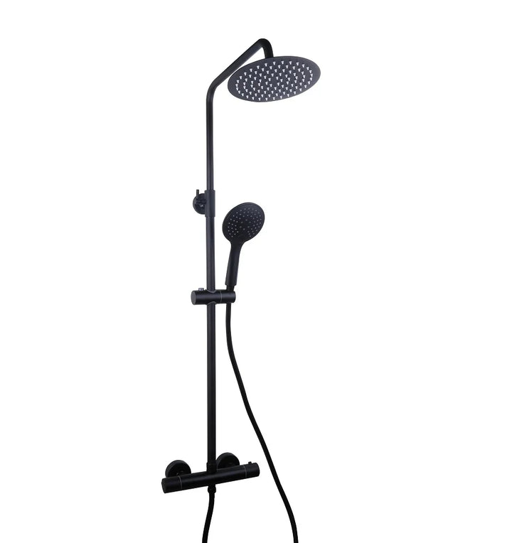 Voda Essentials Curve Plus Thermostatic Rain Shower - Black