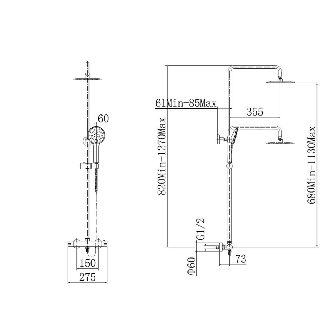 Brushed Brass Thermostatic Shower