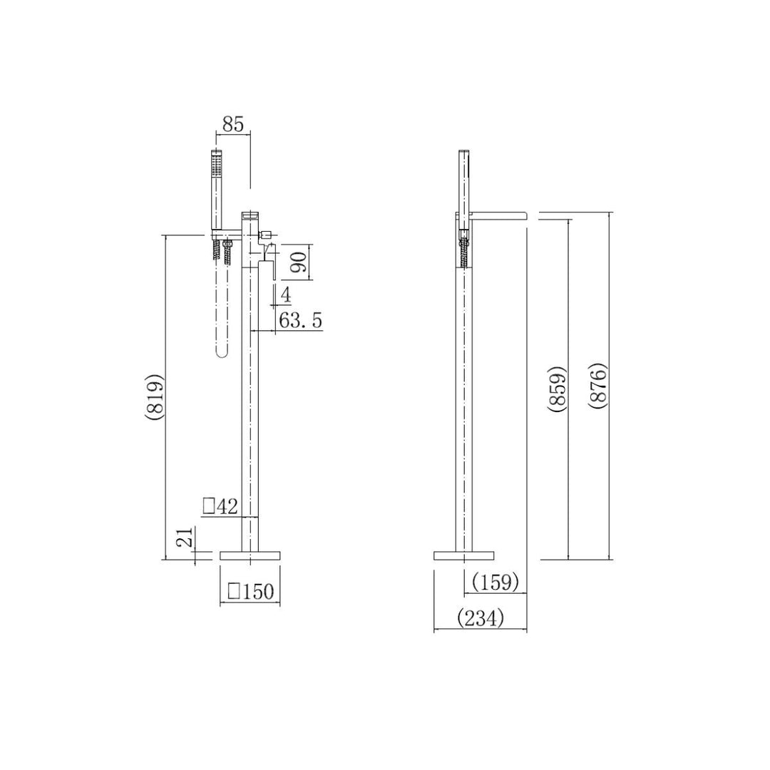 Voda Essentials Free Fall Floor Standing Bath Shower Mixer