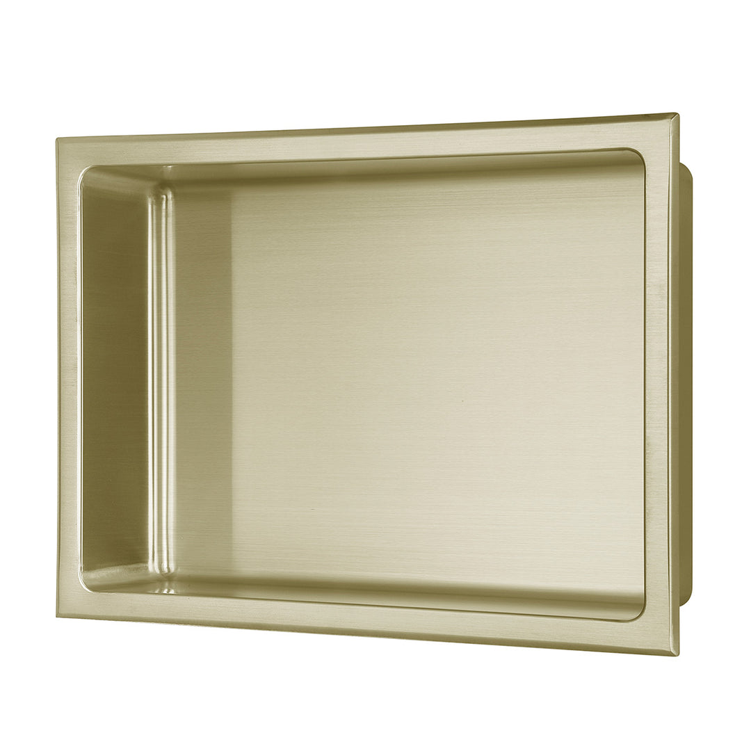 Voda Design Stainless Steel Shower Niche Recess Shelf 410mm x 300mm - Brushed Brass