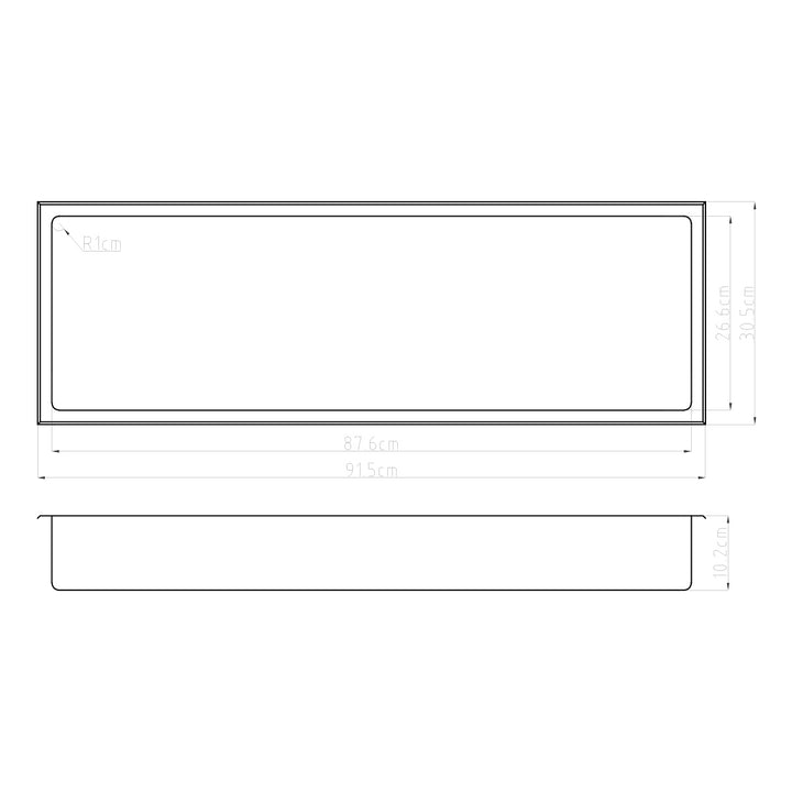Voda Design Stainless Steel Shower Niche Recess Shelf 910mm x 300mm - Matt Black