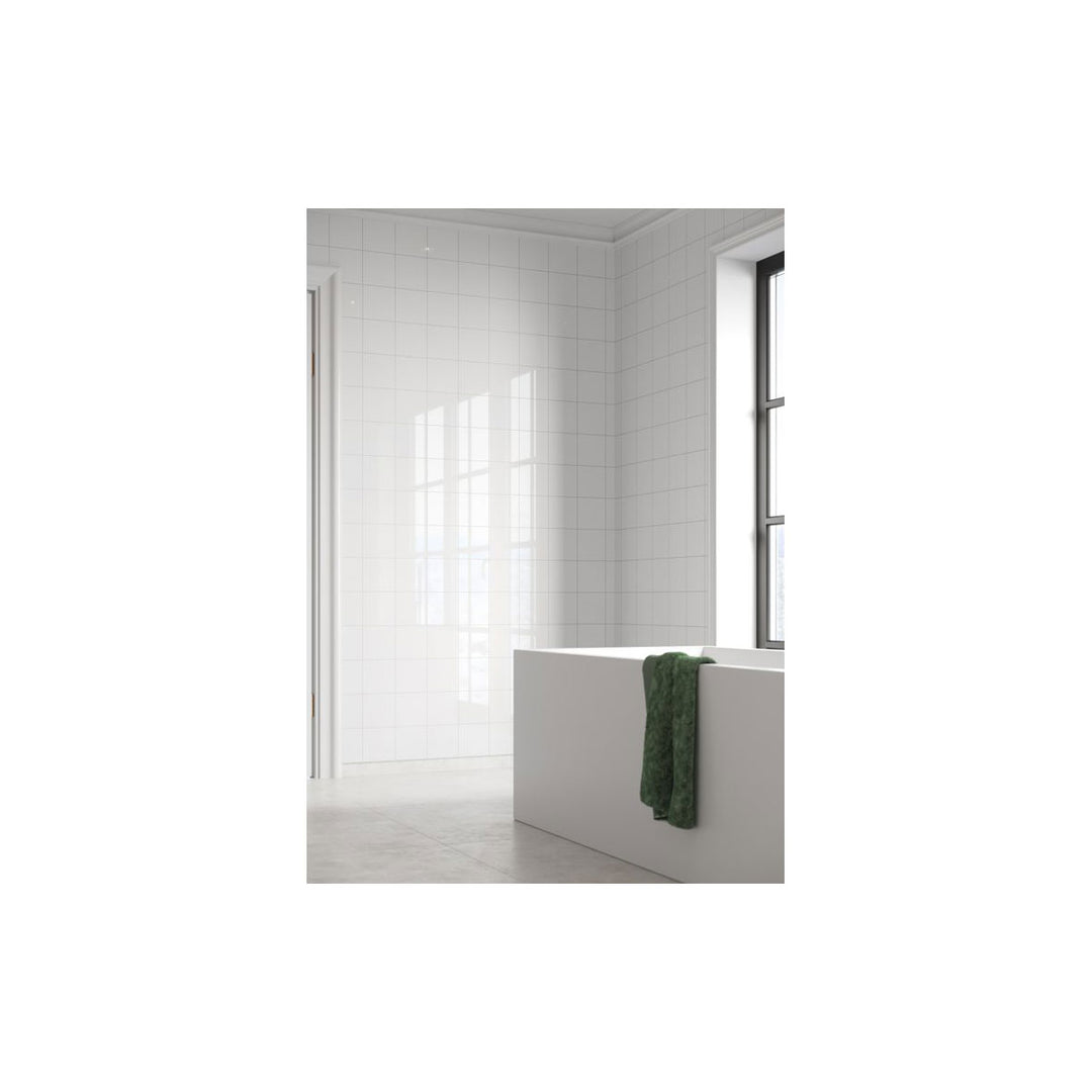 Fibo 2.4m x 0.6m Wall Panels - Denver White (Tile Effect) - Single Panel