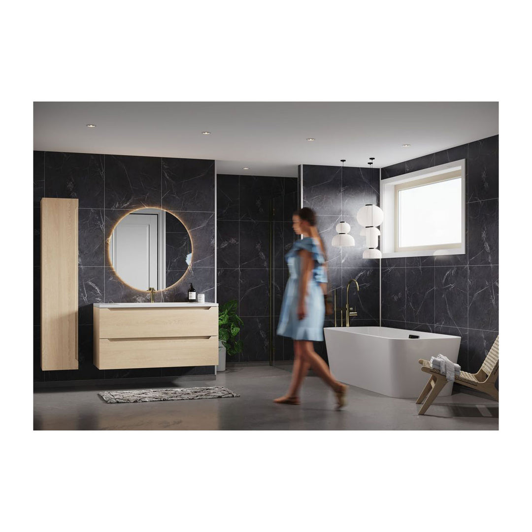 Fibo Marble 2.4m x 0.6m Wall Panels - Black Marble (Tile Effect) - Single Panel