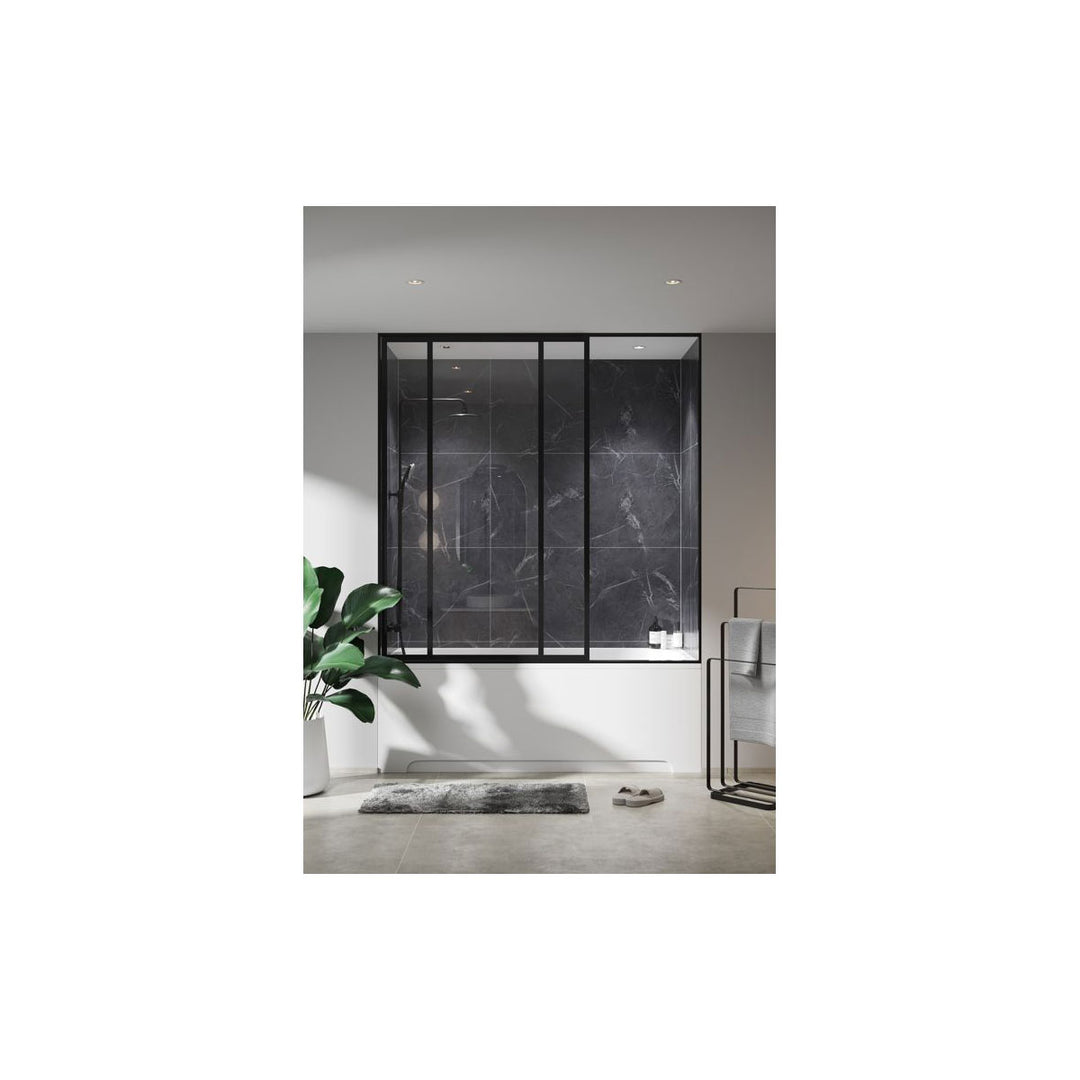 Fibo Marble 2.4m x 0.6m Wall Panels - Black Marble (Tile Effect) - Single Panel