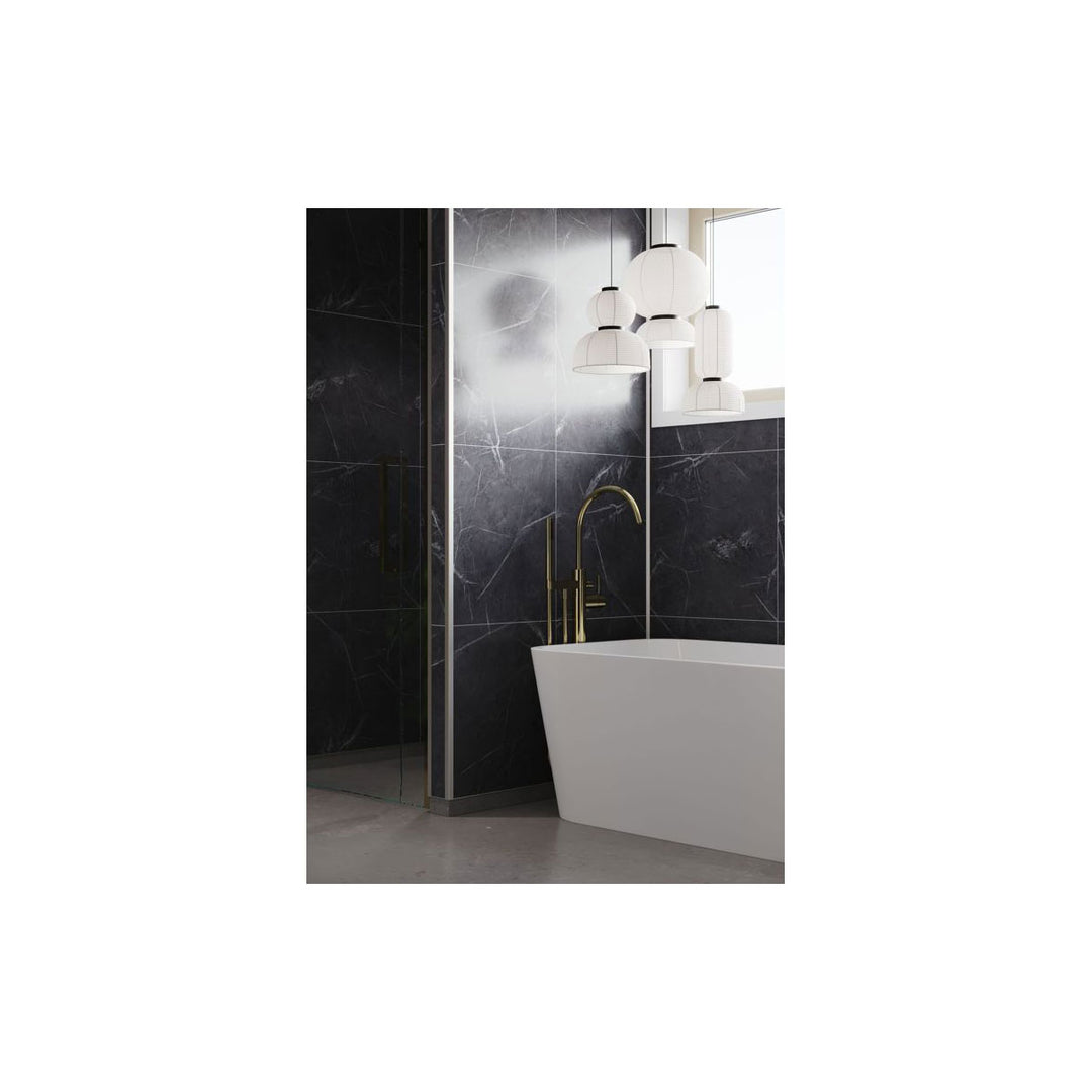 Fibo Marble 2.4m x 0.6m Wall Panels - Black Marble (Tile Effect) - Single Panel