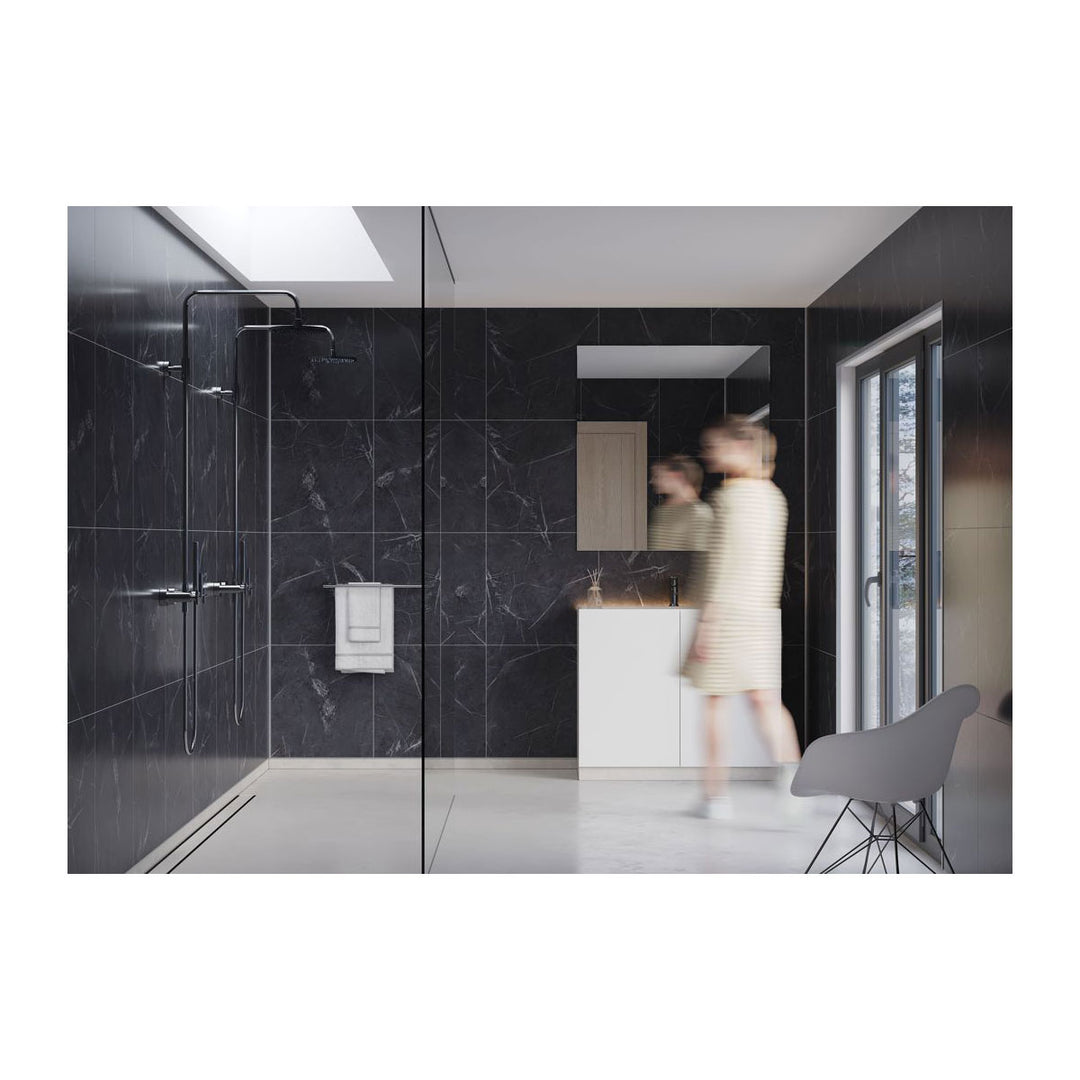 Fibo Marble 2.4m x 0.6m Wall Panels - Black Marble (Tile Effect) - Single Panel