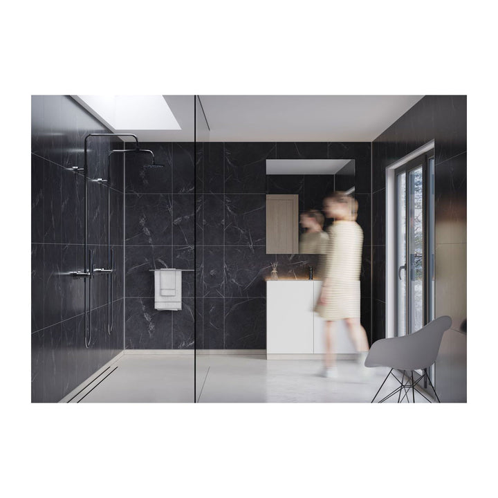 Fibo Marble 2.4m x 0.6m Wall Panels - Black Marble (Tile Effect) - Single Panel