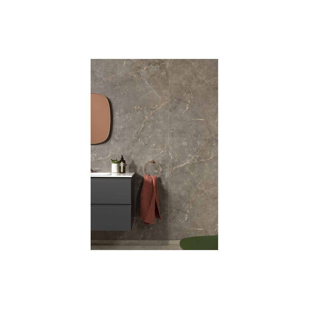 Fibo Marble 2.4m x 0.6m Wall Panels - Brown Marble (Tile Effect) - Single Panel