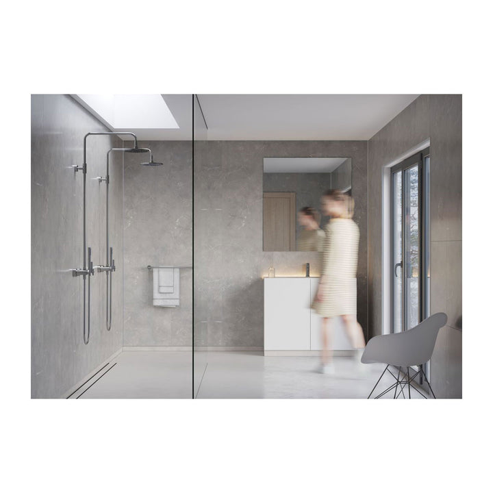 Fibo Marble 2.4m x 0.6m Wall Panels - Grey Marble (Tile Effect) - Single Panel