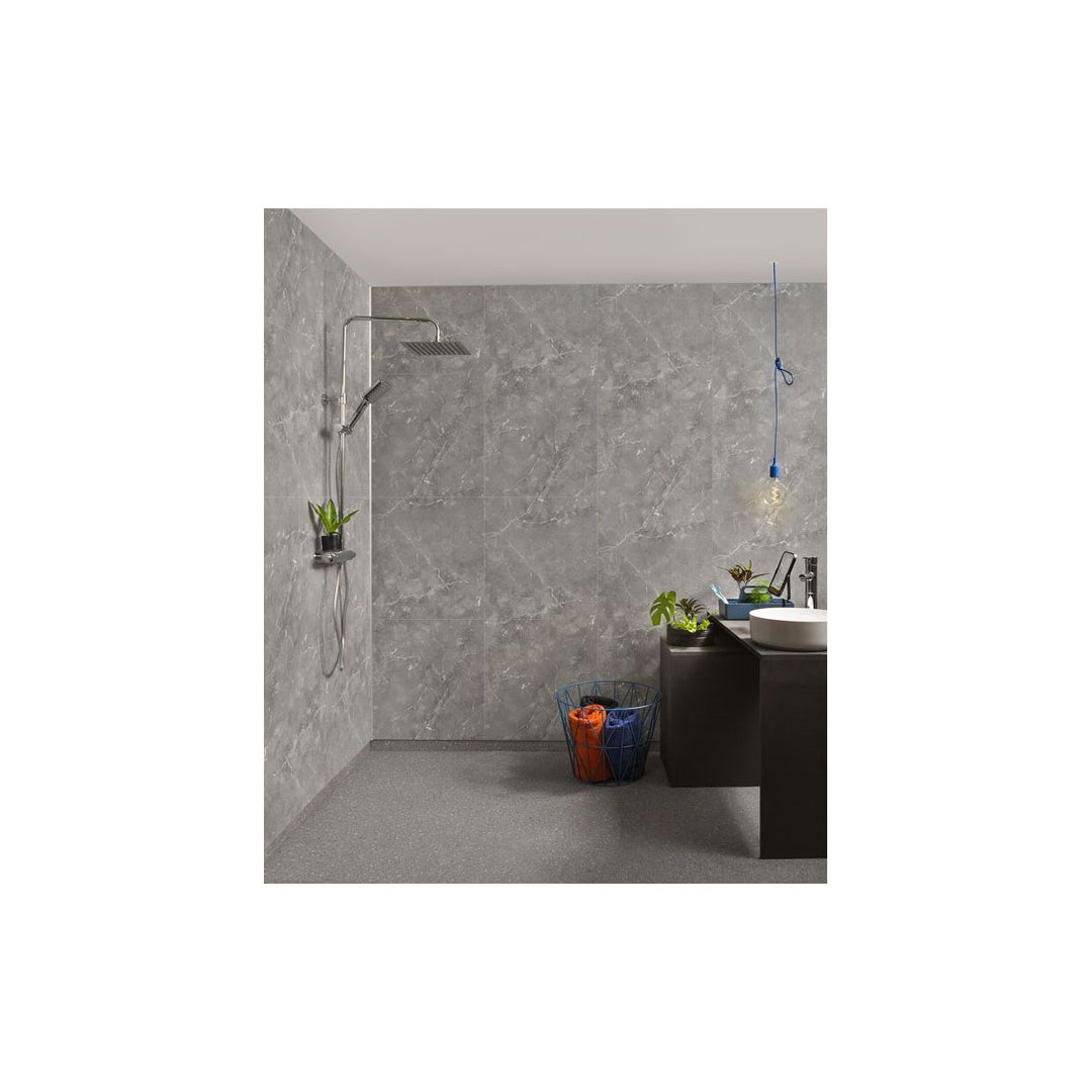 Fibo Marble 2.4m x 0.6m Wall Panels - Grey Marble (Tile Effect) - Single Panel