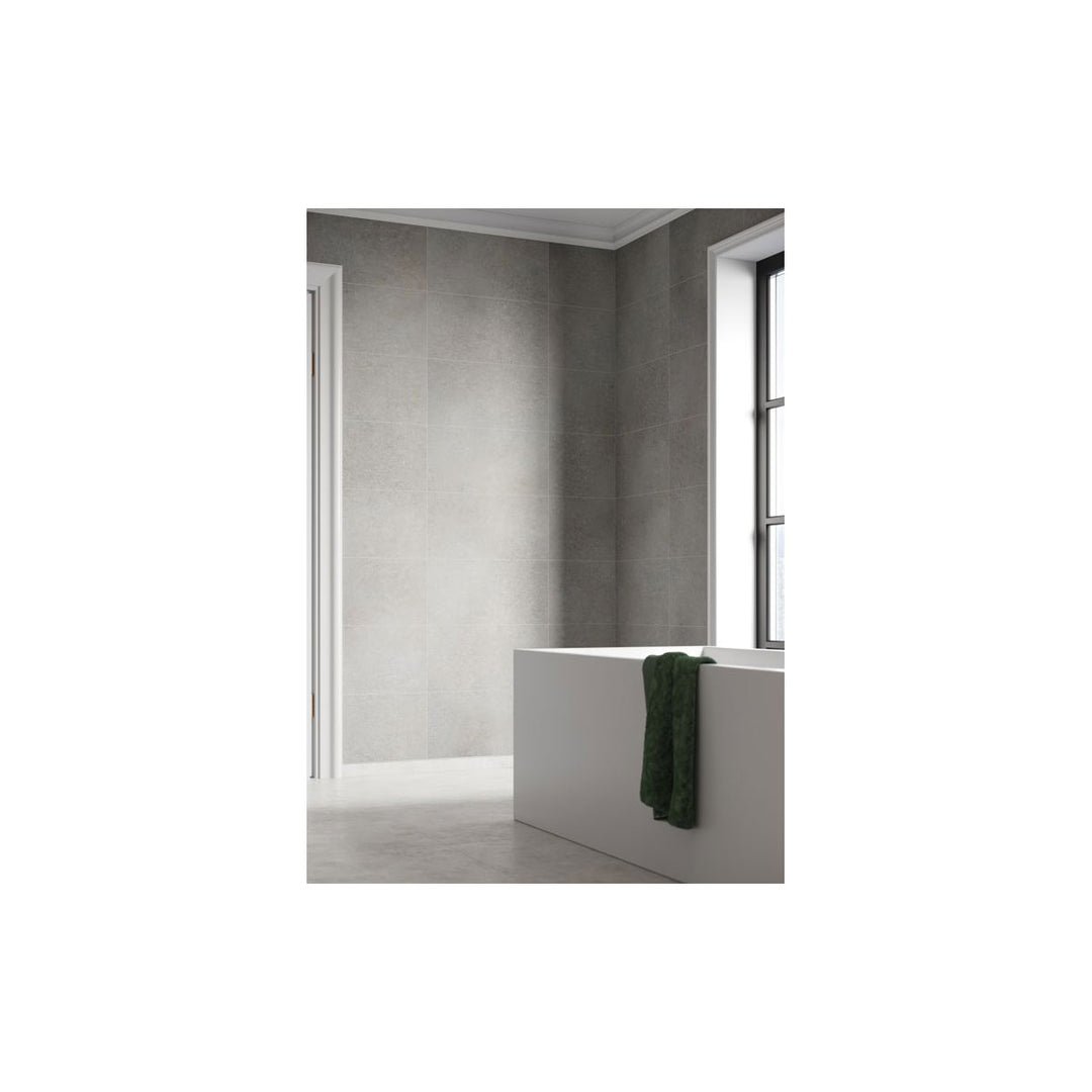 Fibo 2.4m x 0.6m Wall Panels - Grey Concrete (Tile Effect) - Single Panel