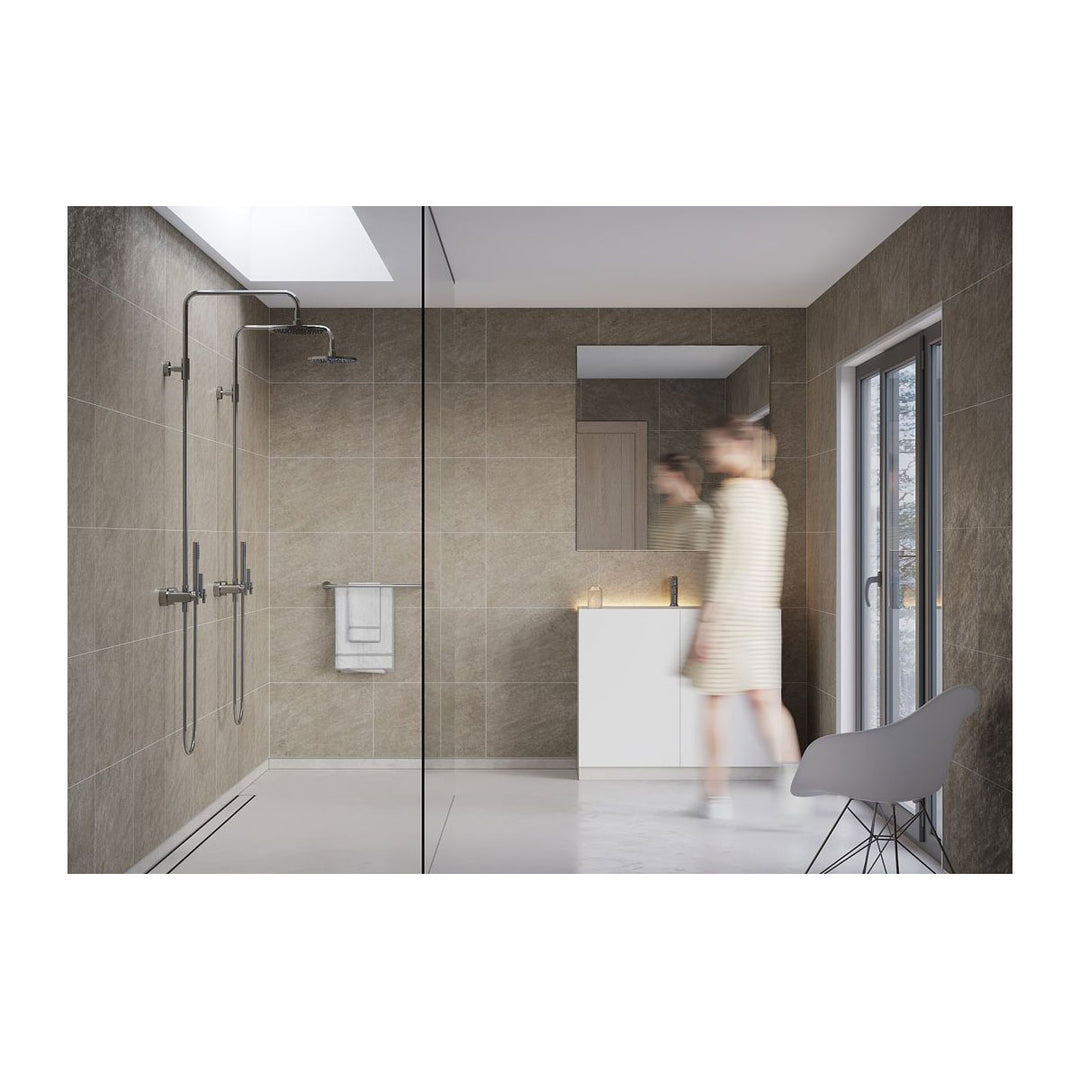 Fibo 2.4m x 0.6m Wall Panels - Grey Sahara (Tile Effect) - Pack of 2 Panels