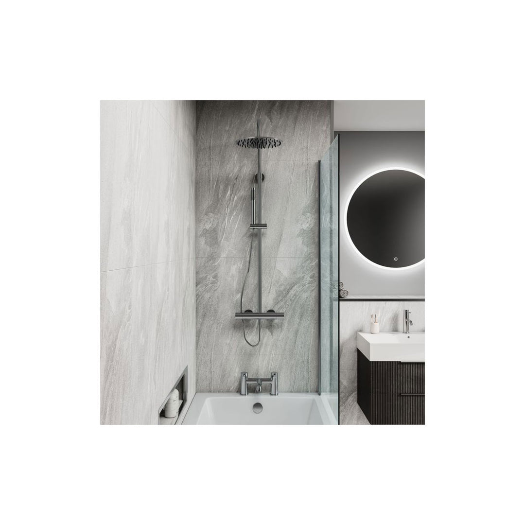 Fibo 2.4m x 0.6m Wall Panels - Grey Stone (Tile Effect) - Single Panel