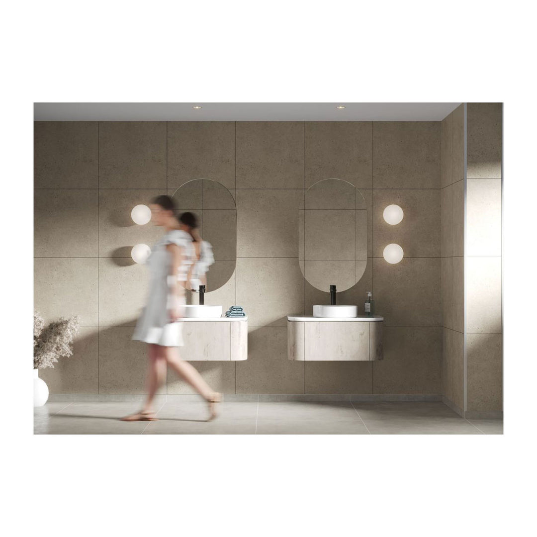 Fibo 2.4m x 0.6m Wall Panels - Rough Cement (Tile Effect) - Single Panel